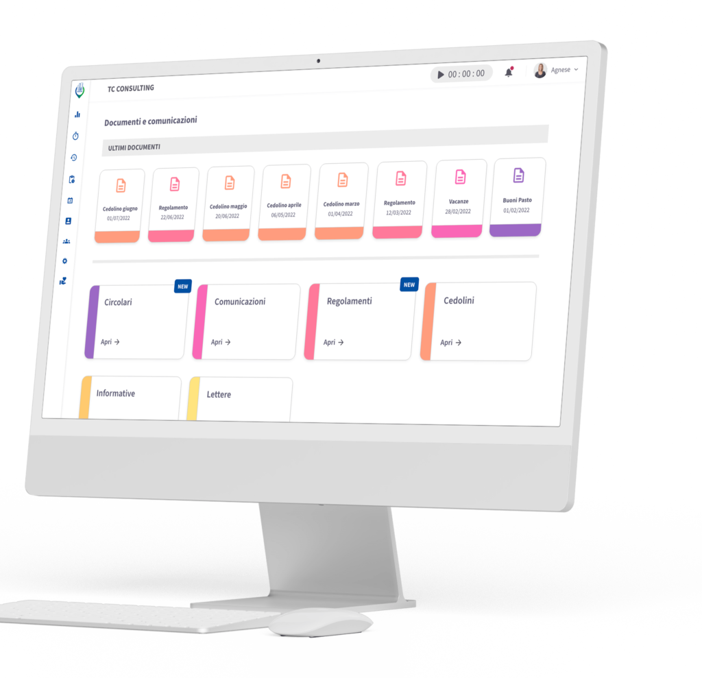 Monitor con visualizzata pagina bacheca documenti